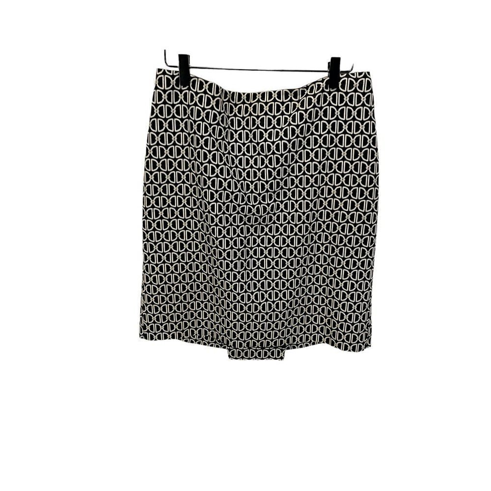 White House Black Market‎ Womens Straight Skirt Geometric Mini Back Slit USA 8